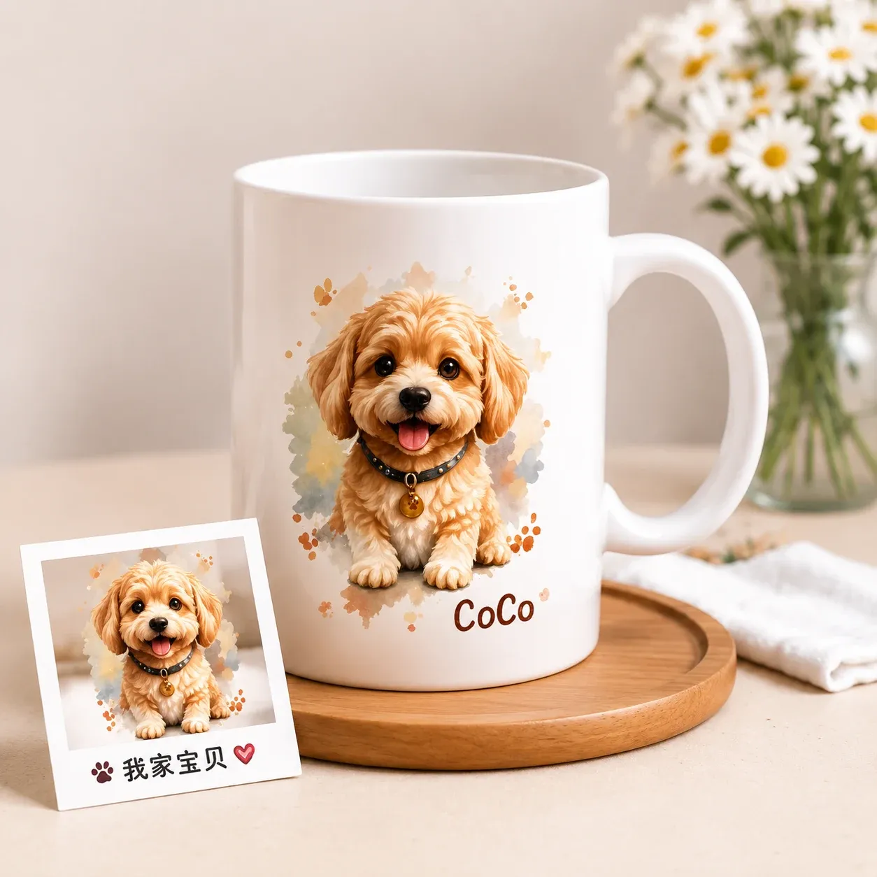 AI 宠物形象马克杯周边效果预览